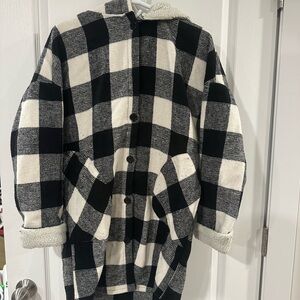 Black and white plaid shacket